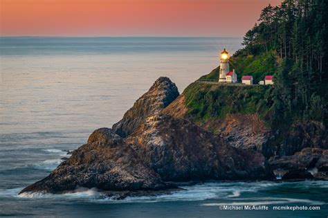 Heceta Head Lighthouse At Sunset Michael Mcauliffe Photography