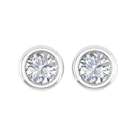 Carat Stud Earrings With Prong Setting Diamond In K White Gold
