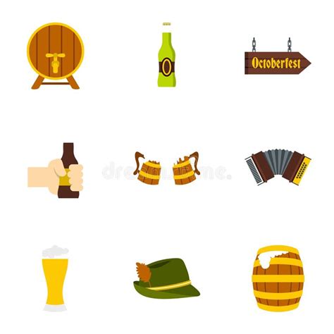 beer icons set flat style stock vector illustration of barrel 80762698