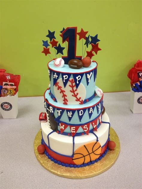Sports Birthday Cake For A Lucky 1 Year Old Boy Yelp