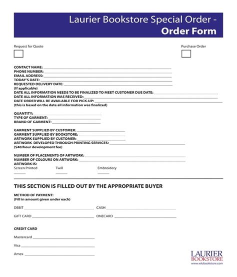 Free 8 Special Order Forms In Pdf