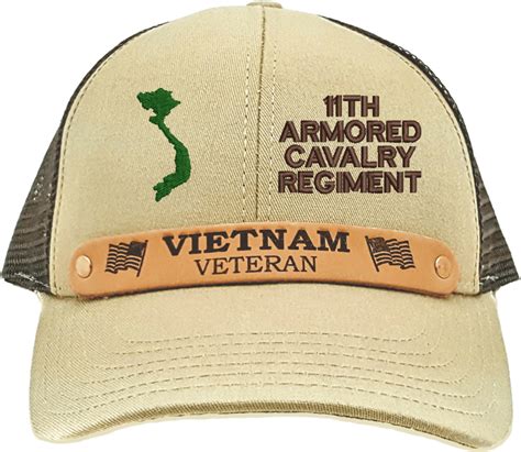 11th Armored Cavalry Vietnam Veteran Leather Strap Mesh Back Cap