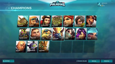 Paladins Champions Of The Realm Champion Select Screen Youtube