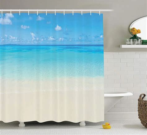 Shower Curtain Ocean Paradise Beach In Tropical Caribbean Sea With
