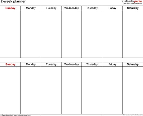 Free Weekly Planners For Microsoft Word Templates