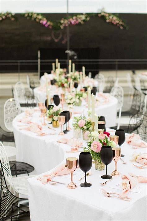 Gold print on pink stationery is so glamourous. A Chic Black and Pink Wedding in Cabo | Black wedding decorations, Black gold wedding, Blush ...