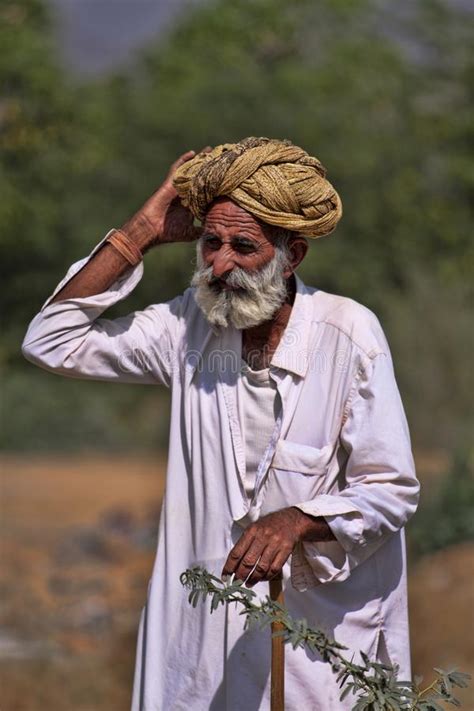 Old Rajasthani Man With Red Turbanfestival Pushkar Editorial Image