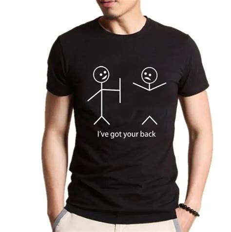Mens T Shirts Funny Stick Figure Design Ive Got Your Back Tshirts Man Short Sleeve Tee Shirt