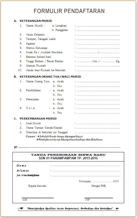 Formulir Pendaftaran Sekolah Dalam Bahasa Inggris Bintangutama69