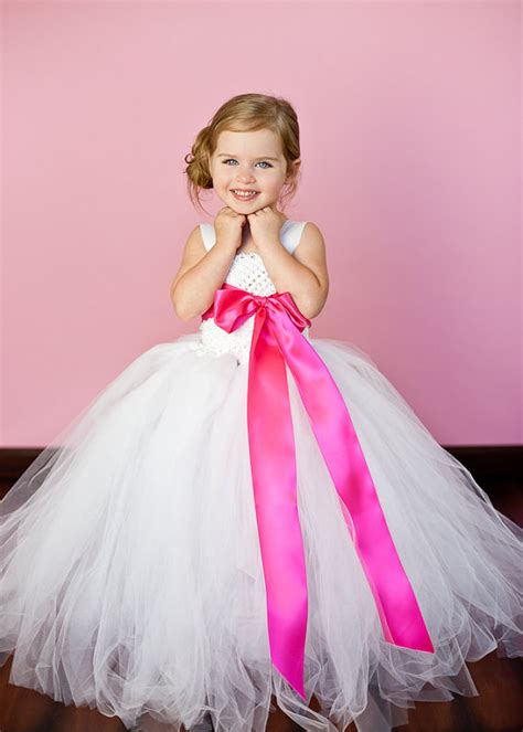 White And Hot Pink Flower Girl Tutu Dresses Tu Tu Dress
