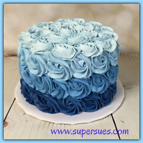 Ombre Blue Buttercream Rose Smash Cake Smash Cake Boy Birthday Cakes