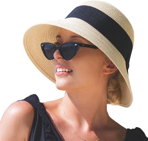 Comhats Upf 50 Wide Brim Floppy Sun Hats For Women Ladies Summer Straw