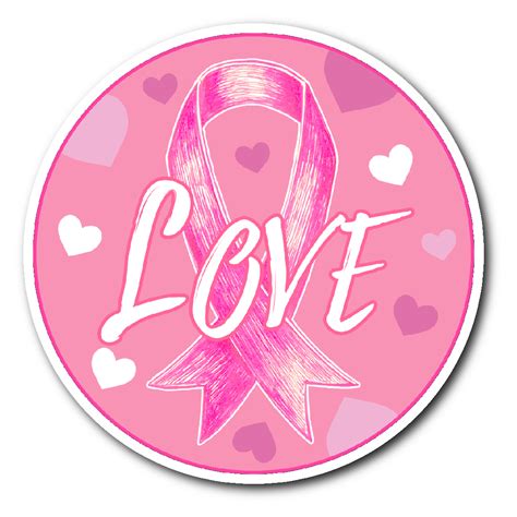 Love Pink Ribbons Sticker Combat Breast Cancer