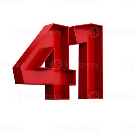 3d Illustration Of Red Number 41 Or Forty One Inner Shadow 23610221 Png