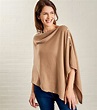 Camel | Womens Cashmere & Merino Button Poncho | WoolOvers AU