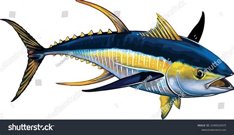 Colorful Tuna Fish Fishing Digital Sublimation Stock Vector Royalty