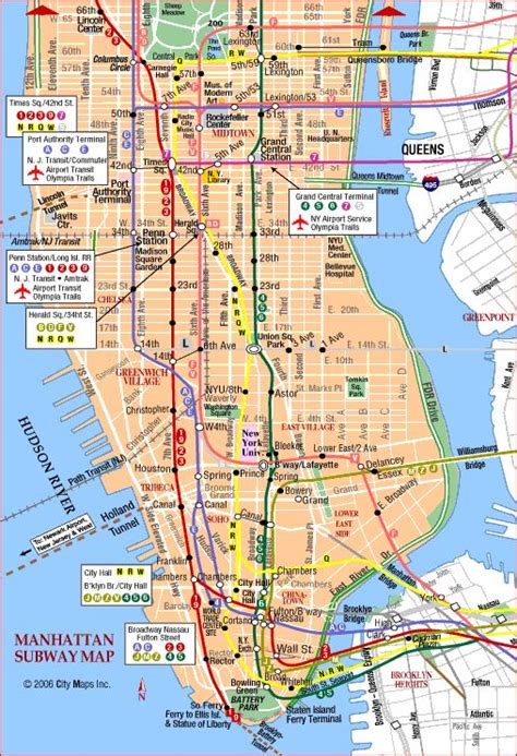 New York City New York City Map Nyc Subway Map Manhattan Map