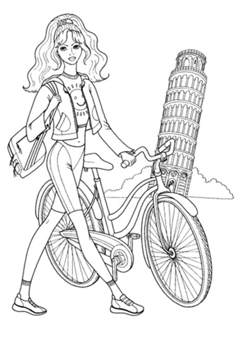 italian stylish girl  pisa coloring page  printable coloring pages