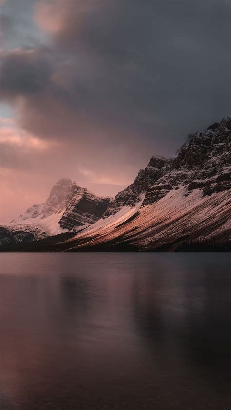 Download Wallpaper 1350x2400 Lake Mountains Sunset Dusk Landscape