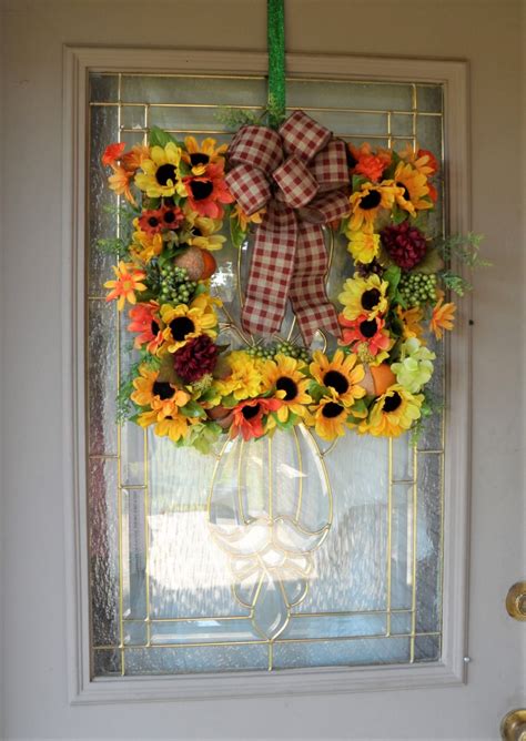 Square Fall Sunflower Wreath For Front Door Thanksgiving Etsy