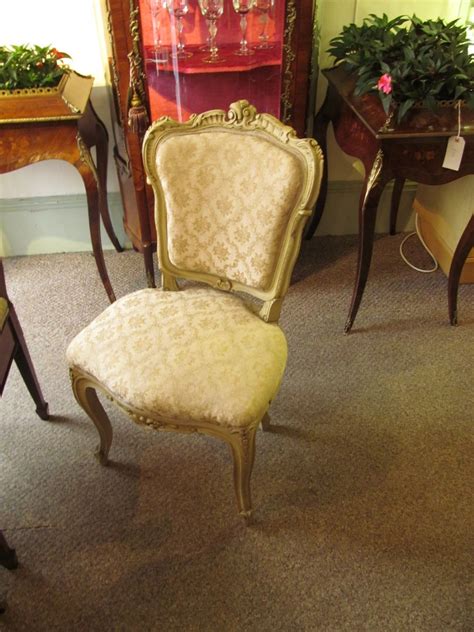 A small fully upholstered chair. French Boudoir Chair | 422760 | Sellingantiques.co.uk