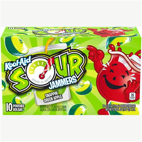 Kool Aid Sours Jammers Snappin Green Apple Drink 6 Fl Oz 10 Ct
