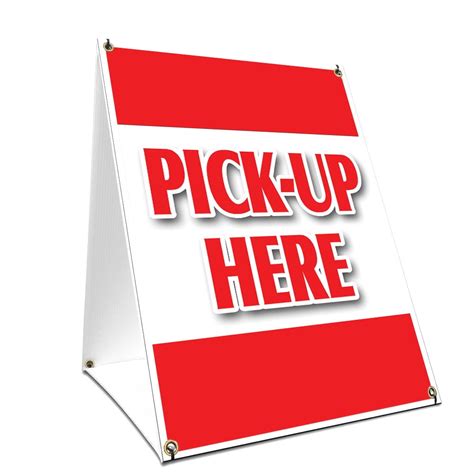 A Frame Sidewalk Pick Up Here Sign With Graphics On Each Side 18 X