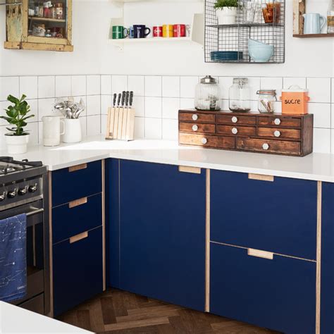 Navy Blue Formica Scandinavian Kitchen London By Plykea Ltd