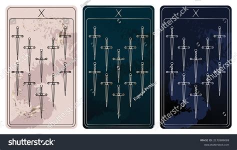 10 Swords Card Minor Arcana One Stock Vector Royalty Free 2172686069