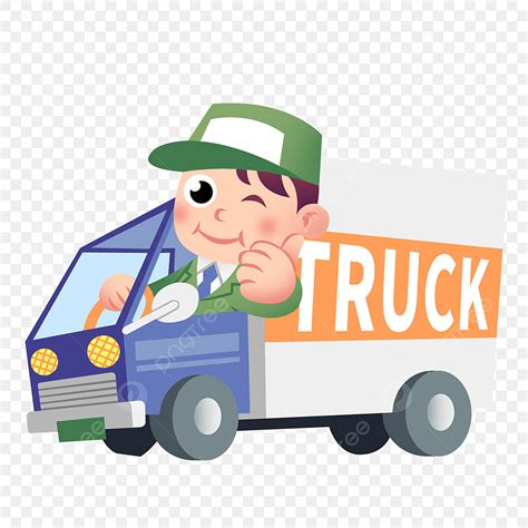 Truck Driver Clipart Png Images Cartoon Hand Drawn Open Truck Driver