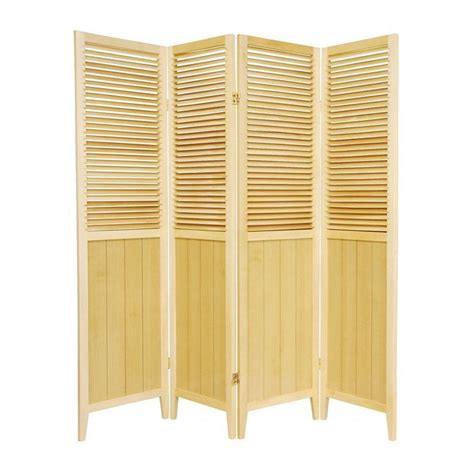Shop Oriental Furniture Beadboard 4 Panel Natural Wood Folding Indoor
