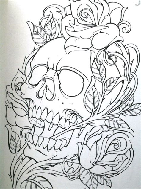 Skull N Roses Skull Art Drawing Skulls Drawing Skull Coloring Pages