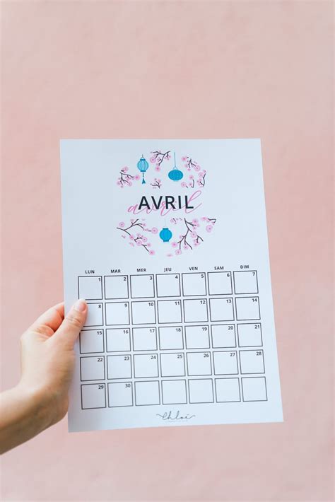 Calendrier Avril Kit à Imprimer La Penderie De Chloé Blog Lifestyle