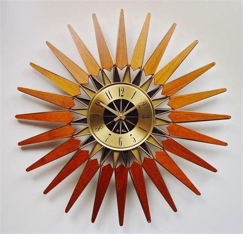 Mid Century Modern Starburst Clock By Seth Thomas Vintage Etsy