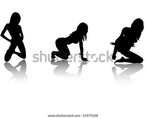 Silhouettes Girls Sexual Poses Without Clothes Stock Illustration