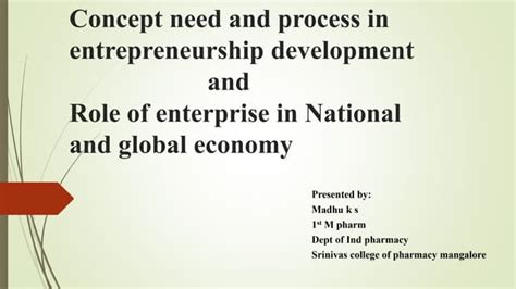 Concept Need And Process In Entrepreneurship Development And Role Of
