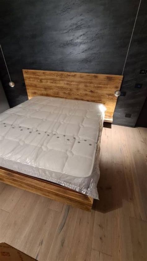 Letto Matrimoniale In Legno Di Recupero Stile Rustico Rovere Bruciato