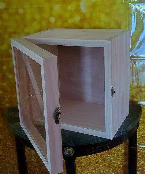 10 X 10 X 8 14 Wooden Shadow Box Deep Display Case Hinged Glass Lid