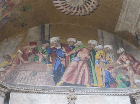 13th century mosaic above near the entrance of St Mark's Basilica in