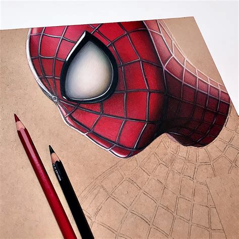 Spider Man Colored Pencil Drawing