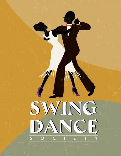 Swing Dance Advertisement Dancers Icon Silhouette Retro Design Vectors
