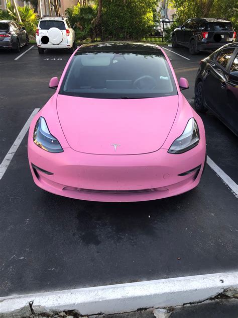 there was a pink tesla in my parking lot this morning