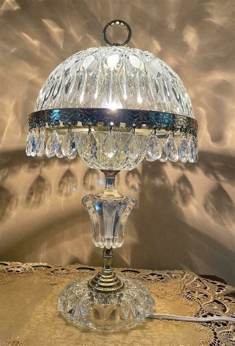 Vintage Michelotti Clear Crystal Glass Prism Boudoir Table Lamp Tall For Sale Fleetwoodmac Net
