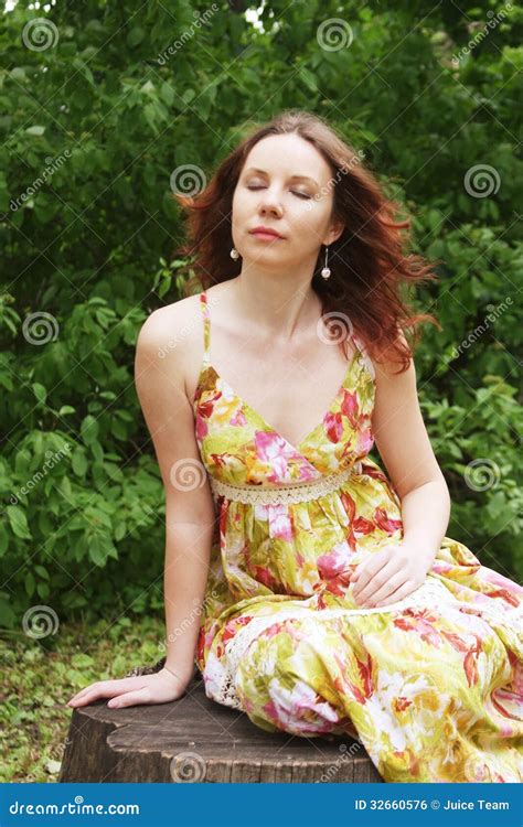 Woman Posing In Summer Park Stock Photo Image Of Outdoor Dress 32660576