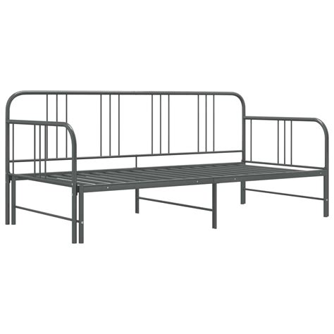vidaxl pull out sofa bed frame metal 90x200 cm grey grey