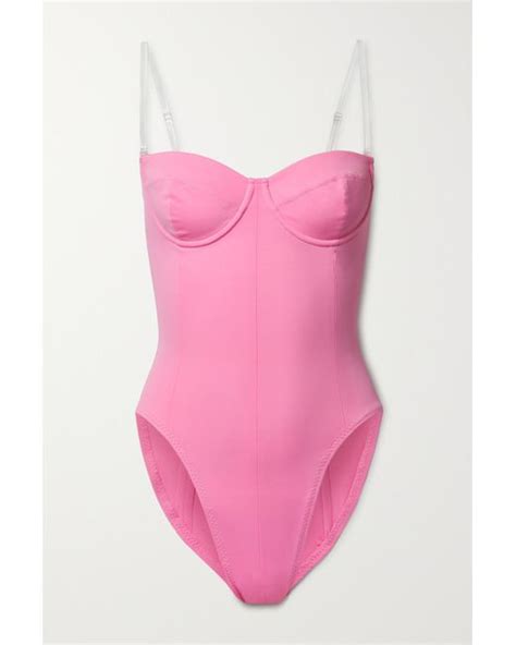 Norma Kamali Corset Mio Strapless Underwired Swimsuit In Pink Lyst