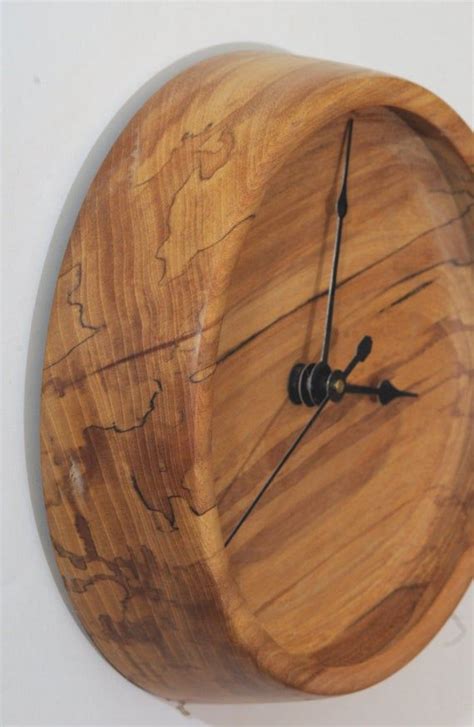 Wall Clock Turned Wood Clock Red Elm Wood Spalted Figuring Etsy