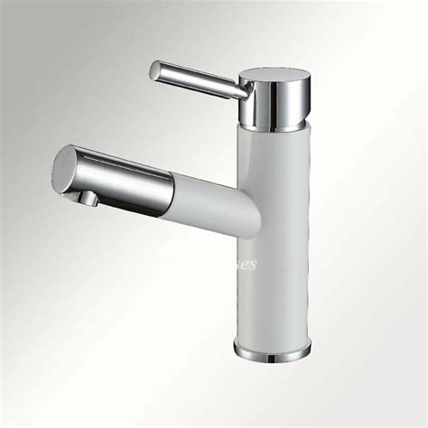 Want to shop bathroom vanities nearby? White Bathroom Faucets Pull Out Brass Painting Single Handle