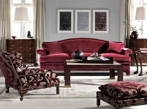hickory chair atheneum sofa red couch living room