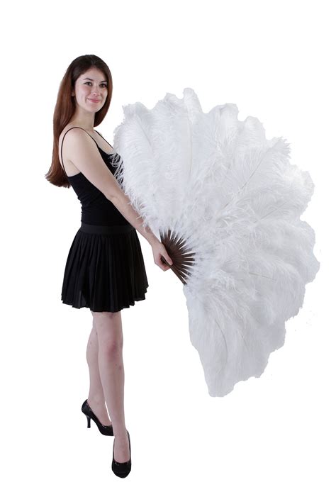 Large White Ostrich Feather Fan Feather Fan For Burlesque Fan Etsy